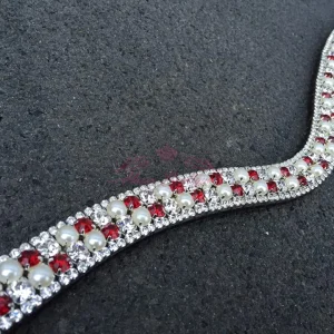 Frontal strass blanc et bordeaux