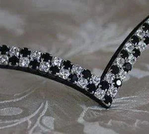 Frontal strass - Damier argent/noir