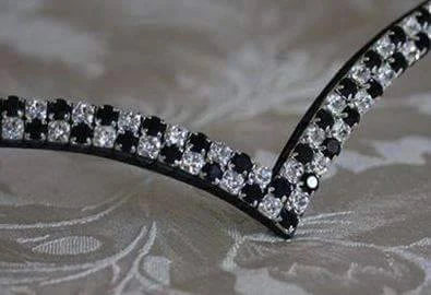 Frontal strass - Damier argent/noir