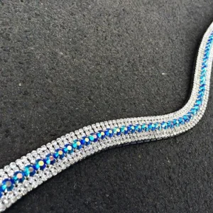 Frontal en strass - argent et bleu reflets