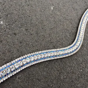 Frontal à strass - Argent et bleu roi