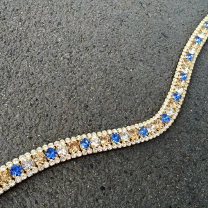 Frontal en cristaux - argent, bleu ciel, beige.