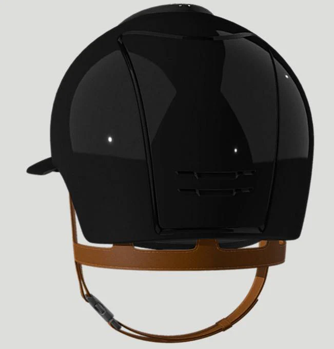 Casque CROMO 2.0 Noir Shine/Chamois noir strass nuance Rose Gold Rose visière POLO - KEP – Image 3