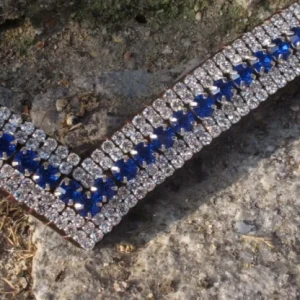 Frontal en cristaux argent et bleu roi