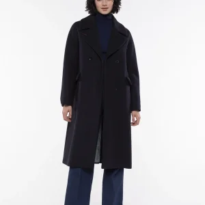 Manteau Long Sans Capuche Manches Longues Portefeuille Deux Poches Boutons Et Pressions