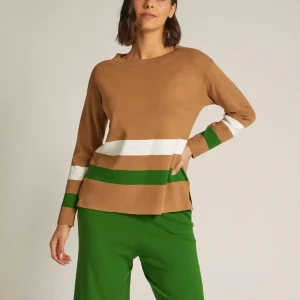 Pull Col Rond Manches Longues Bandes Horizontales