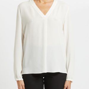 Blouse Col V Manches Longues Fluide
