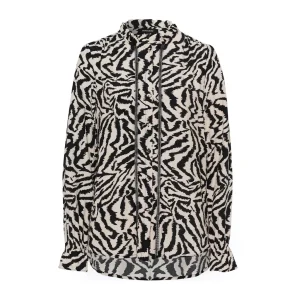 Chemise Col V Manches Longues Bas Froncé Imprimée