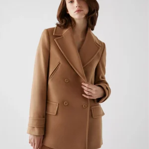 Caban Manches Longues Croisé Quatres Poches Uni