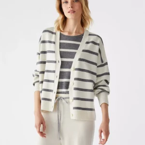 Twinset Maille Manches Longues Col Ronde Boutonné Rayé