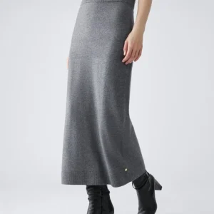 Jupe Midi Droite Taille élastique Unie Maille