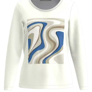 Tee Shirt Col Rond Manches Longues Motif Placé