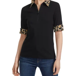 Polo Col Zip Manches Coudes Détails Imprimés