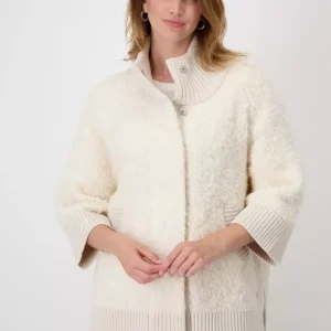 Gilet Col Montant Manches Trois-quarts Raglantes Deux Poches Bouclettes Uni