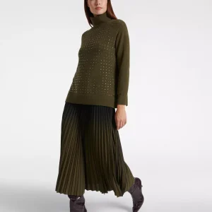 Jupe Midi Taille Moyenne élastique Plissée Dégradée Façon Velours