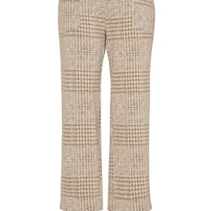 Pantalon Sept-huitième Taille Moyenne élastique Deux Poches Imprimé Pied De Coq