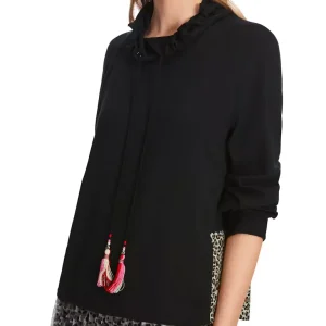 Blouse Col Benetier avec Cordons Manches Longues Imprimée léopard dos