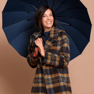 Manteau Mi-long Manches Longues Imprimé Carreaux Ecossais