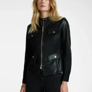 Veste Courte Manches Longues Zippée Deux Poches Bimatière Unie