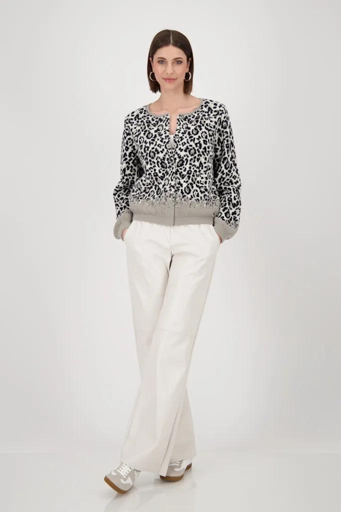 Gilet Court Col Rond Manches Longues Boutonné Motif Léopard – Image 5