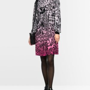 Robe Longueur Genoux Col Rond Manches Longues Motif Placé Street Art