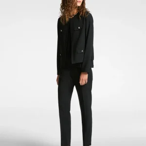 Pantalon Crêpe Sept-huitième Taille Moyenne Uni