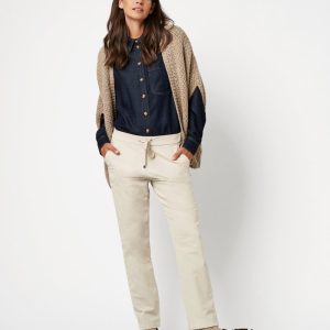 Jogpant Sept-huitième Taille Moyenne  Élastique Cordons Deux Poches Françaises Velours  Slim Uni