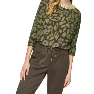 Blouse Col Rond Manches Longues Imprimée Léopard Fluide