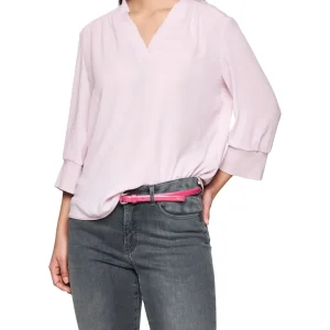 Blouse Col V Manches Trois-quarts Bimatière Unie