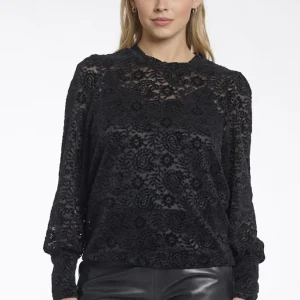 Blouse Col Rond Manches Longues Dentelle