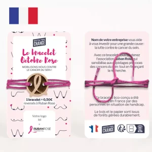 Bracelet Octobre Rose recyclé Made in France personnalisable