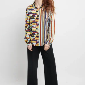 CHEMISE DROITE MIX&MATCH À MOTIF ENRANG ANIS