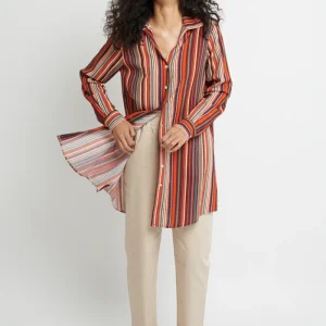 CHEMISIER CERAY LOTUS RAYURE BRIQUE