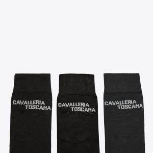 Pack de 3 paires de chaussettes Jacquard Logo Noir - CAVALLERIA TOSCANA