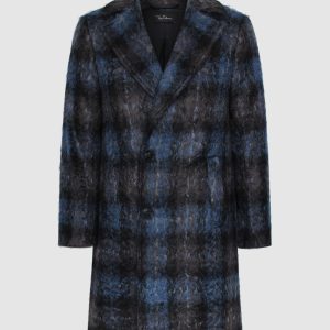 MANTEAU CROISÉ MOHAIR BLEU