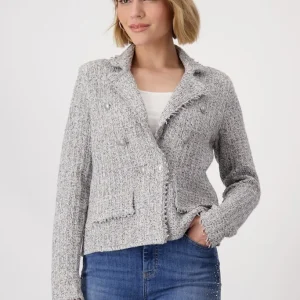 Veste façon Tweed Manches Longues Boutonné Deux Poches