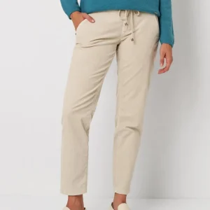 Pantalon Sept-Huitième Taille Moyenne Cordons Quatres Poches Velours Uni