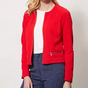 Veste bord a bord manches longues poches zippées unie