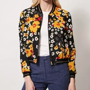 Veste courte manches longues zippée imprimé