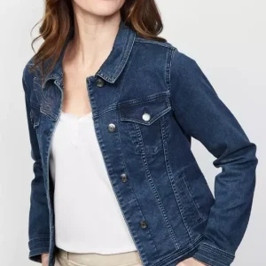 Veste manches longues boutonné unie jean