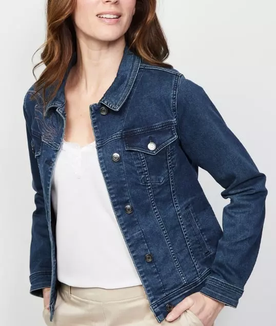 Veste manches longues boutonné unie jean