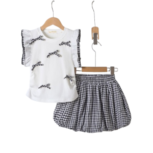 Ensemble jupe VICHY du 4 au 14 ans NOIR