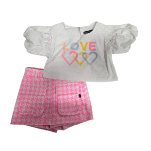 Ens jupe short LOVE du 4 au 7 ans