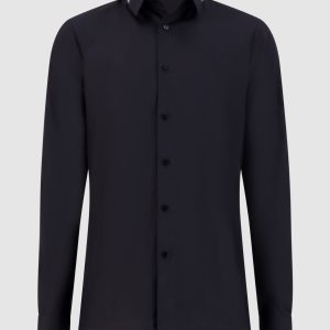 Chemise noire col galon