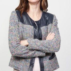 Veste boutonnée manches longues bimatière deux poches