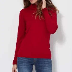 Tee shirt col montant manches longues uni