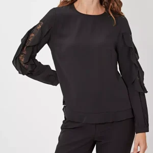 Blouse col rond manches longues fantasie