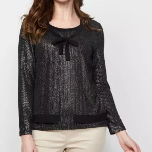 Blouse col rond manches longues fantasie