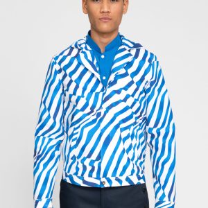 BLOUSON CAPUCHE IMPRIMÉ BLEU