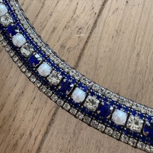 Frontal à strass bleu perles et blanc